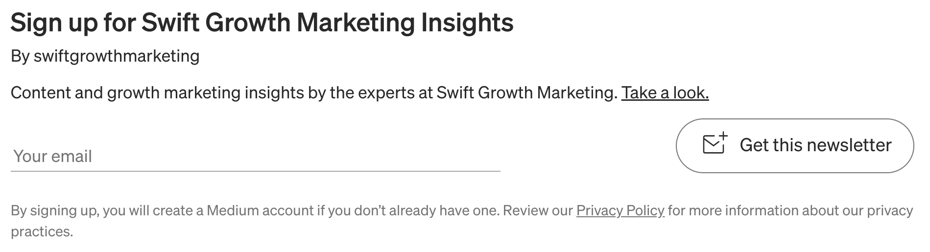 Medium email  subscribe CTA