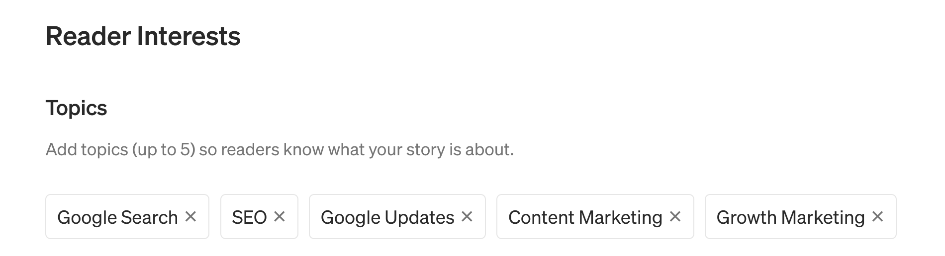 Medium topics or tags